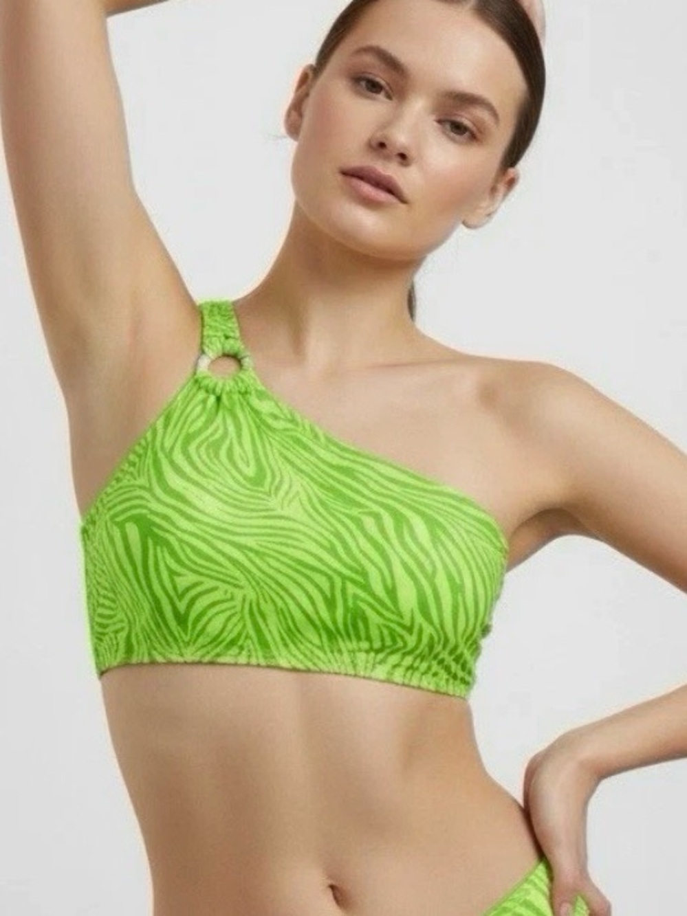🌻NEW w/tag MICHAEL Michael Kors One Shoulder O Ring Bikini Top Women's Size S